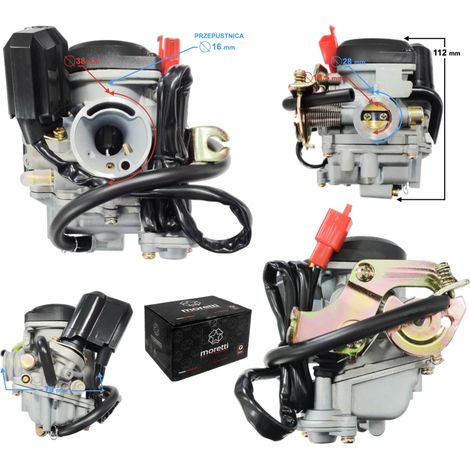 Carburateur Moretti GY6, 50cc 4T, p.16 mm, starter automatique, couvercle plastique (1/5)