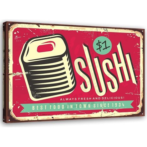 Tableau sur toile Enseignes Poster Rétro Sushi 60x40 (1/4)