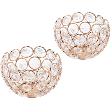 Lot de 2 bougeoirs ronds en métal et cristal, avec base antidérapante. Décoration élégante et simple pour la maison, le bureau ou toute autre fête. Idée cadeau. (1/5)