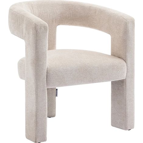 Vente-Unique – Fauteuil en tissu texturé beige 1 place – 100 % polyester – Confort équilibré – Accoudoirs – Dimensions 64x75x59 cm (1/5)