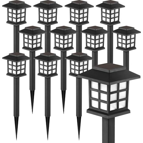 Guirlande solaire, 12 lumières solaires à LED de paquet imperméables extérieures, lumières de passerelle solaire maintiennent 10 heures d'éclairage pour votre jardin, paysage, chemin, cour, patio, all (1/5)