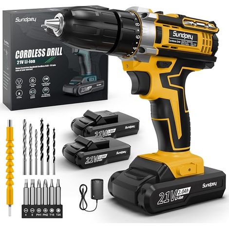 Cordless Screwdriver Set with 2 x 2.0Ah Batteries, 21V Cordless Drill and Screwdriver (1/5)