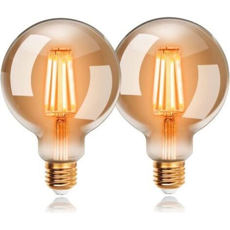 Ampoules LED 6W Edison Vintage G80, Blanc Chaud 2200K E27, Equivalent à Ampoule Incandescente 48W, Ampoule Rétro à Filament, Rétro Antique Lampe décorative, Non-Dimmable, Lot de 2 (1/5)