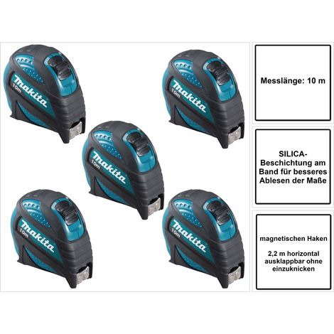 Makita 5x B-57168 Metro a nastro 10 m con gancio magnetico (1/5)