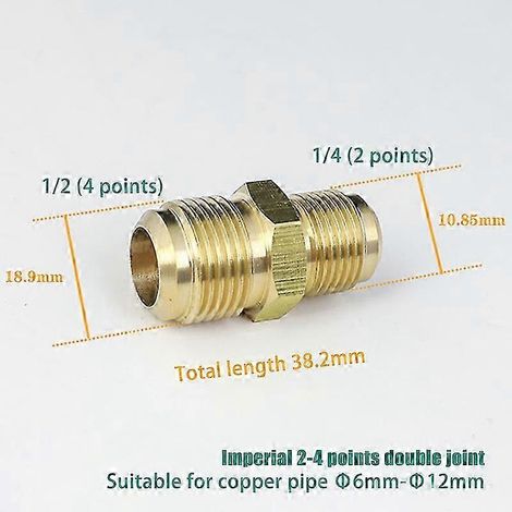 Raccords réducteurs à diamètre égal 25-26, diamètre extérieur évasé : 1/4", 5/16", 3/8", 1/2", 5/8", 3/4", 7/8", raccords de tuyauterie en laiton conformes à la norme SAE pour la climatisation A8 (1/5)