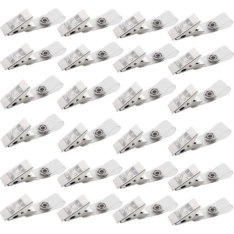 QAZQA Clips de Badge en métal de 50 pièces, Clips de Badge en métal avec Sangles en PVC Transparent pour Cartes d'identité et Porte-Badges, étiquettes de nom, Badges de Travail (1/5)