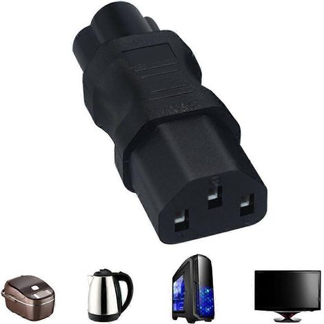 Adaptateur secteur PDU : convertisseur de prise C6 mâle vers C13 femelle (type trèfle). (1/4)