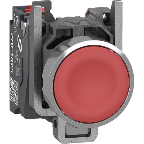 Pulsante momentaneo Ø22 rosso 1NC push-in - XB4BA425