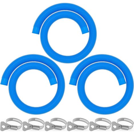 Tuyaux pour piscine hors-sol – Lot de 3 – 1,5" x 150 cm – Résistants UV, anti-fuite – Avec 6 colliers métalliques – Compatibles Intex (1/5)