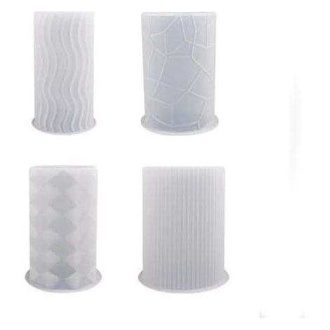 Moules à bougies, lot de 4, moules, bougies DIY, silicone, formes variées, outils de loisirs créatifs, réutilisables, pour la fabrication de bougies et de plâtre, blanc (1/5)