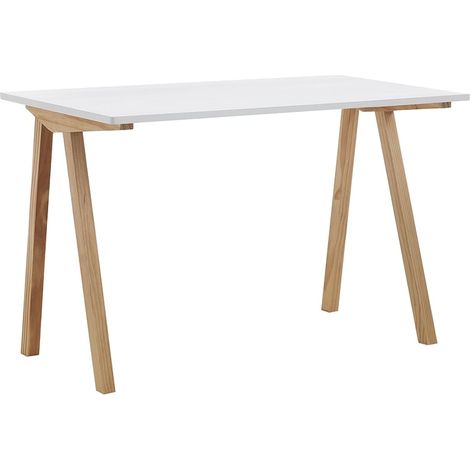 Schreibtisch Büro im skandinavischen Stil in Weiß und Eiche 120x76x60cm Milton