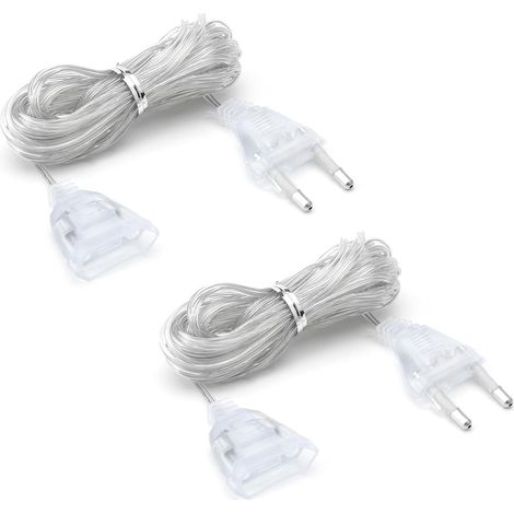 2 pièces extension cord Rallonge transparente 5m extension lead Rallonge fiche euro 220v flat wire extension lead pour les lanternes LED et l'extérieur (1/5)