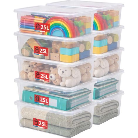 SUNDIS View Box, 10 scatole portaoggetti 25L, con coperchio, impilabile (1/5)
