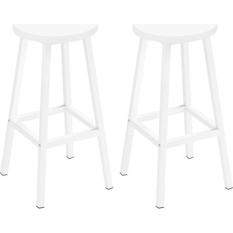 Klihome 2x Bar Stools Sturdy Metal Frame Breakfast Dining Bar Stools Fixed Height Bar Stools Breakfast Bar, Counter, Kitchen and Home, White