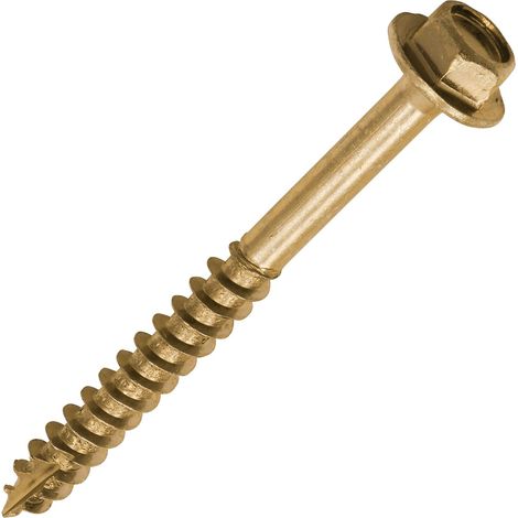 Vis tire-fond avancées Tête hexagonale Pointe oblique Jaune 8,0 x 60 Boîte de 50