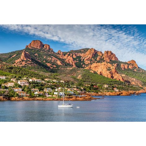 Tableau sur toile bord de mer côte d'Azur 45x65 cm - Impression sur Toile Murale Décorative - Image imprimée en HD sur Toile - Toile sur Châssis en Bois FSC - Fabriqué en France
