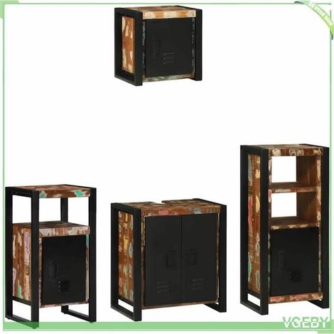 Ensemble de mobilier de salle de bain - FAF7291712428098 - Bois de mangue massif - Marron - 4 pcs (1/5)