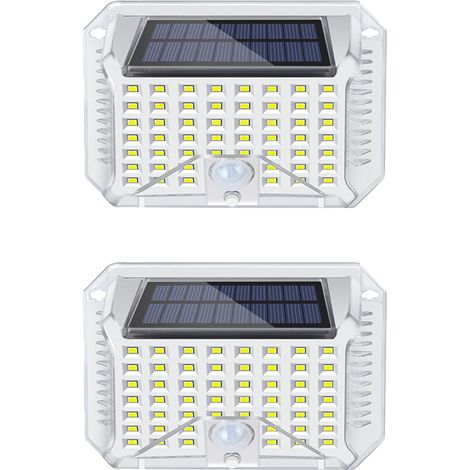 lumière blanche solaire extérieure applique murale avec capteur de corps humain 2 pièces 90 LED (1/5)