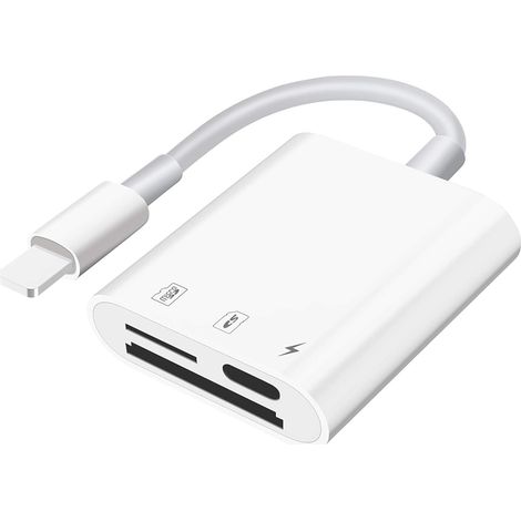 Lecteur de cartes SD/Micro SD Plug-and-Play pour téléphones portables/tablettes, adaptateur de carte mémoire SD prenant en charge la lecture et la charge simultanées. (1/5)
