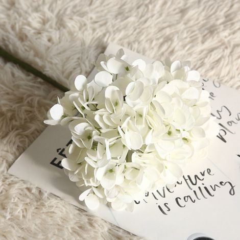 Bouquet De Fleurs Artificielles - Hortensia En Soie - Décoration Table Centrale Maison Mariage Fête - Blanc Laiteux - 1 Pièce (1/5)