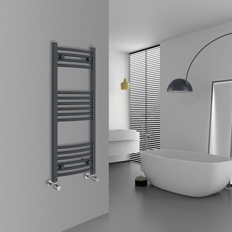 WarmeHaus Curved Anthracite Bathroom Ladder Radiator 1000x400mm (1/5)