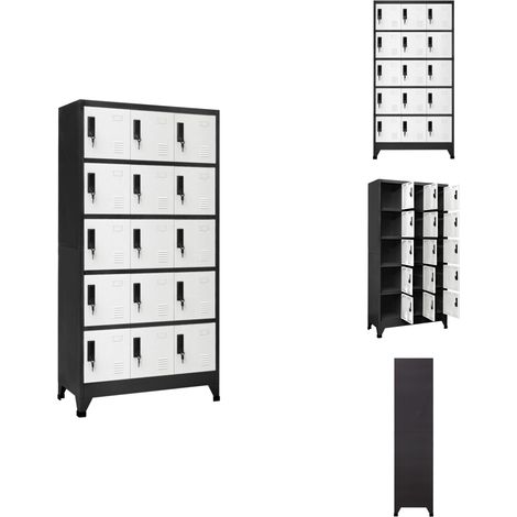 Schließfachschrank Anthrazit und Weiß 90x40x180 cm Stahl - Schliessfachschrank - Metallschrank - Garderobe - Bürobedarf - Lagerraum (1/5)