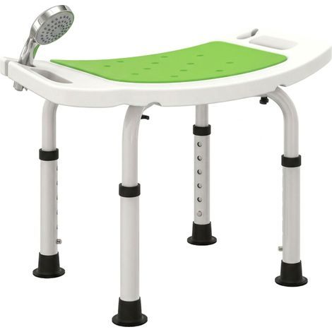 Asiento de ducha ajustable en altura, taburete de ducha ergonómico con pies antideslizantes, carga máxima 135 kg, aluminio y HDPE, verde (1/5)