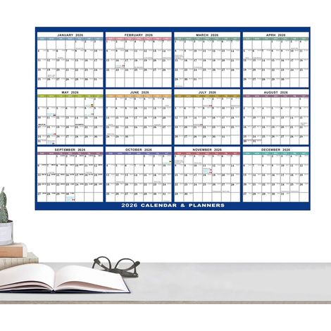 Calendrier 2026 Agenda Scolaire Planning Pliable Grands Calendriers Muraux 2026 Effaçables Pour École, Maison, Enseignant, Étudiant, , Noël, Nouvel An
