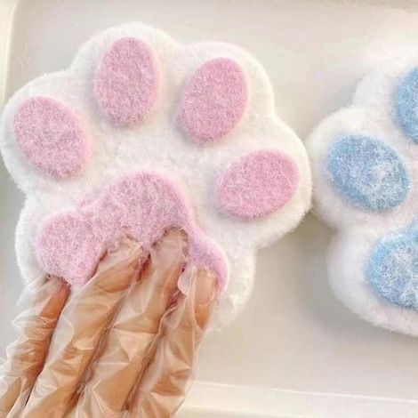 Taba Handgefertigte, riesige, weiche Katzenpfote, riesige, weiche Pfote für Kinder und Erwachsene – Rosa und Weiß