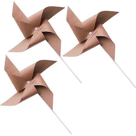 Lot de 3 moulins à vent en papier pour enfants, avec tournesols. (1/5)