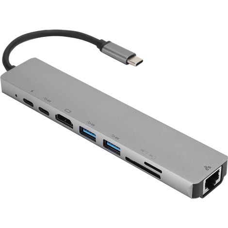 Station d'accueil USB C 8 en 1 avec Hub 3.0, HDMI, Ethernet RJ45, TF/OTG et Ports USB (1/5)
