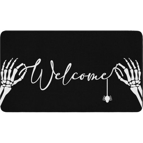 Paillasson d'Halloween Tête de mort (40 x 60 cm) - Intérieur/Extérieur - Antidérapant - Décoration d'Halloween - Bienvenue (1/4)