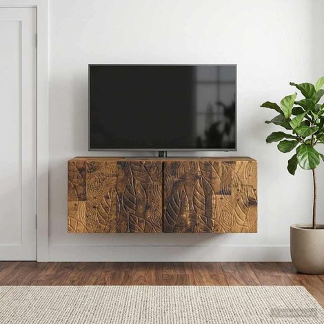 Meuble TV mural 2 portes en bois d’ingénierie bois ancien 59,5 x 41 x 30 cm, 13.03kg - PANGIVO (1/5)