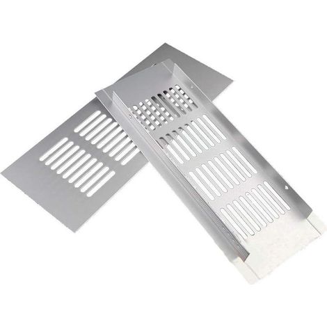Grille de ventilation rectangulaire, grille de ventilation, grille de ventilation rectangulaire, grille de ventilation rectangulaire pour une ventilation idéale 80 × 200 mm 2 pièces (argent) (1/4)