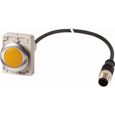 Voyant lumineux RMQ Compact Flat jaune 24 V AC/DC cable (noire) avec connecteur M12A 4-pole 1 EATON C30C-FL-Y-24-P5