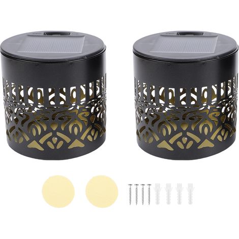 2pcs Lampe Clôture Solaire Extérieur Étanche Jaune Chaud Métal Alimenté Murale – Jardin Patio Cour Décor Mandala (1/5)