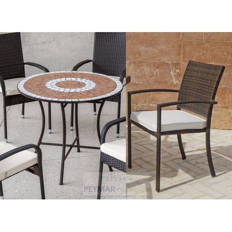 Conjunto terraza jardín mesa + 4 sillones mosaico Málaga/Bahia-90/4. (1/3)