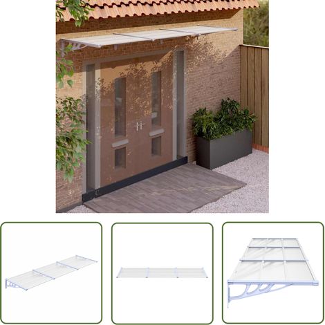 The Living Store Auvent de porte Gris et transparent 297,5x90 cm Polycarbonate - Auvent De Porte - Abri De Porte - Protection Contre La Pluie - Store D'entrée - Protection Solaire (1/5)