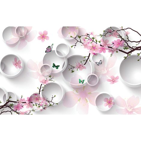 Papier peint panoramique - Fleurs 3D - 130 cm x 81 cm (1/2)