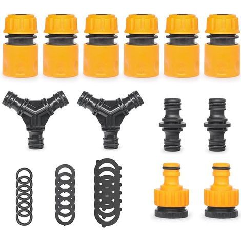 Juego de 30 conectores para mangueras, incluyendo conectores rápidos para mangueras de 1/2 pulgada, conector en Y, conector macho doble y conector universal para grifo (1/4)