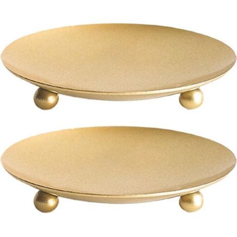 paquet De 2 Plateaux De Porte-bougie En Fer - Or, Bougeoirs Dcoratifs En Fer, Tasses Bougie Romantiques, Dcorations De Table (1/5)