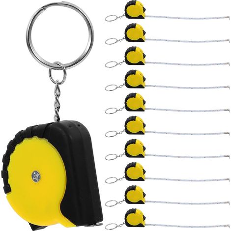 Lot de 12 Mètres Ruban Porte-clés Mini en Acier Carbone Abs, Outil Portable Compact et Rétractable pour Mesures Rapides Quotidien (1/5)