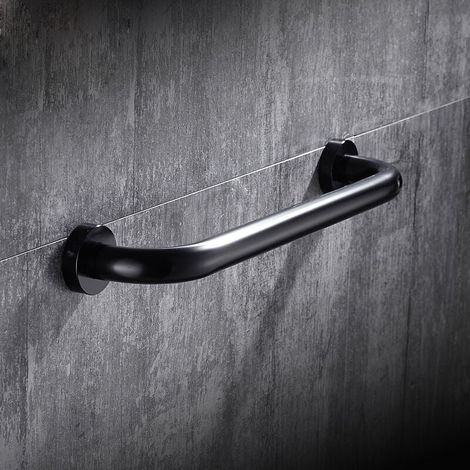 Barra de apoyo para baño, manija de seguridad para ducha, antideslizante, 30 cm, para baño, bañera e inodoro (negro) (1/5)