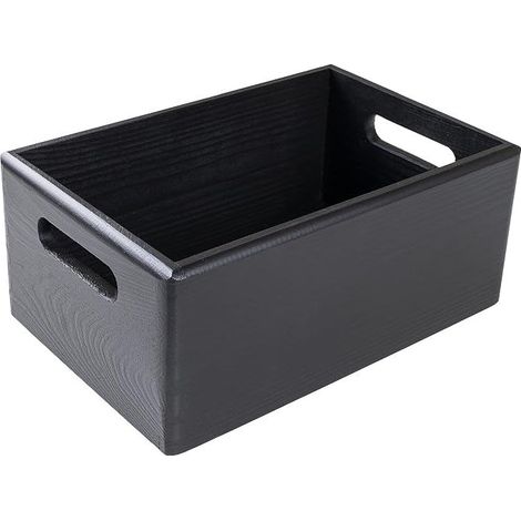 Wooden Storage Box Black  30 x 20 x 13 cm (+/- 1 cm)  Storage Box with Handles  Kitchen Storage Box  Office Storage Box  Storage Bin
