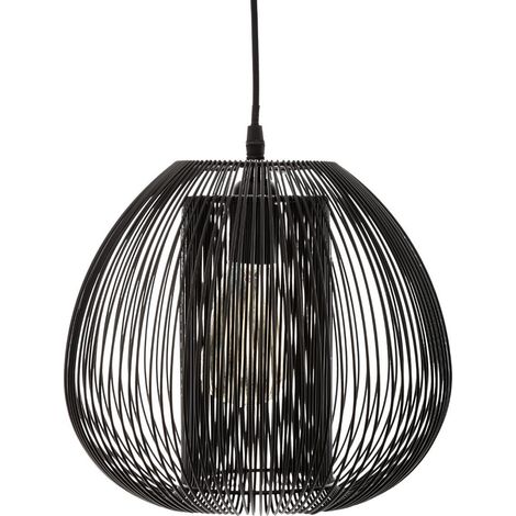 Suspension noire en métal filaire - D.27,5 x H.25 cm -PEGANE- (1/2)