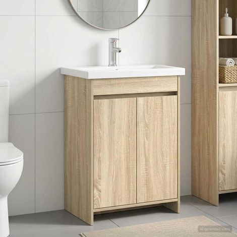 vidaXL Badezimmermöbel-Set Sonoma-Eiche 81 x 40 x 84,5 cm (1/5)