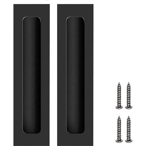 2 Pièces Poignées de Porte Invisible, Poignées Encastrées de Porte Coulissante Boutons en Alliage D'aluminium pour Meubles, Placards, Armoires, Tiroir, Fenêtres (Noir) (1/5)