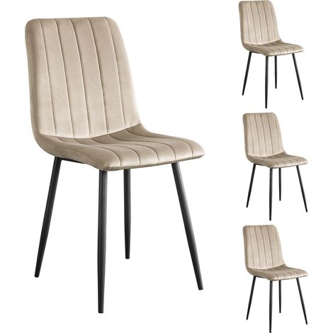 Lot de 4 chaises repas en velours taupe - VELVET