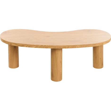 Mesa de centro baja MDF madera clara retro irregular sala de estar 38 x 112 cm Auburn (1/5)