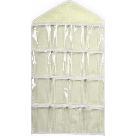 Rangement suspendu pour sous-vêtements et chaussettes, organisateur de bijoux à suspendre à la porte, 36 poches transparentes (1/5)